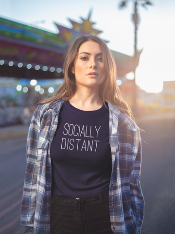 Socially Distant White on Navy T-Shirt