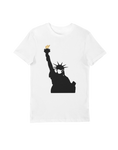 Stay Safe New York Statue of Liberty Wearing Face Mask White T-Shirt - Thundersome Threads