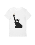 Stay Safe New York Statue of Liberty Wearing Face Mask White T-Shirt - Thundersome Threads