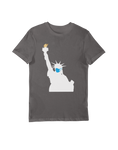 Stay Safe New York Statue of Liberty Wearing Face Mask Grey T-Shirt - Thundersome Threads