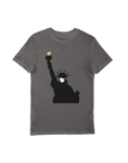 Stay Safe New York Statue of Liberty Wearing Face Mask Grey T-Shirt - Thundersome Threads