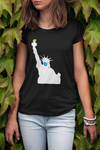 Stay Safe New York Statue of Liberty Wearing Face Mask Black T-Shirt - Thundersome Threads