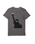 Stay Safe New York Statue of Liberty Wearing Face Mask Grey T-Shirt - Thundersome Threads